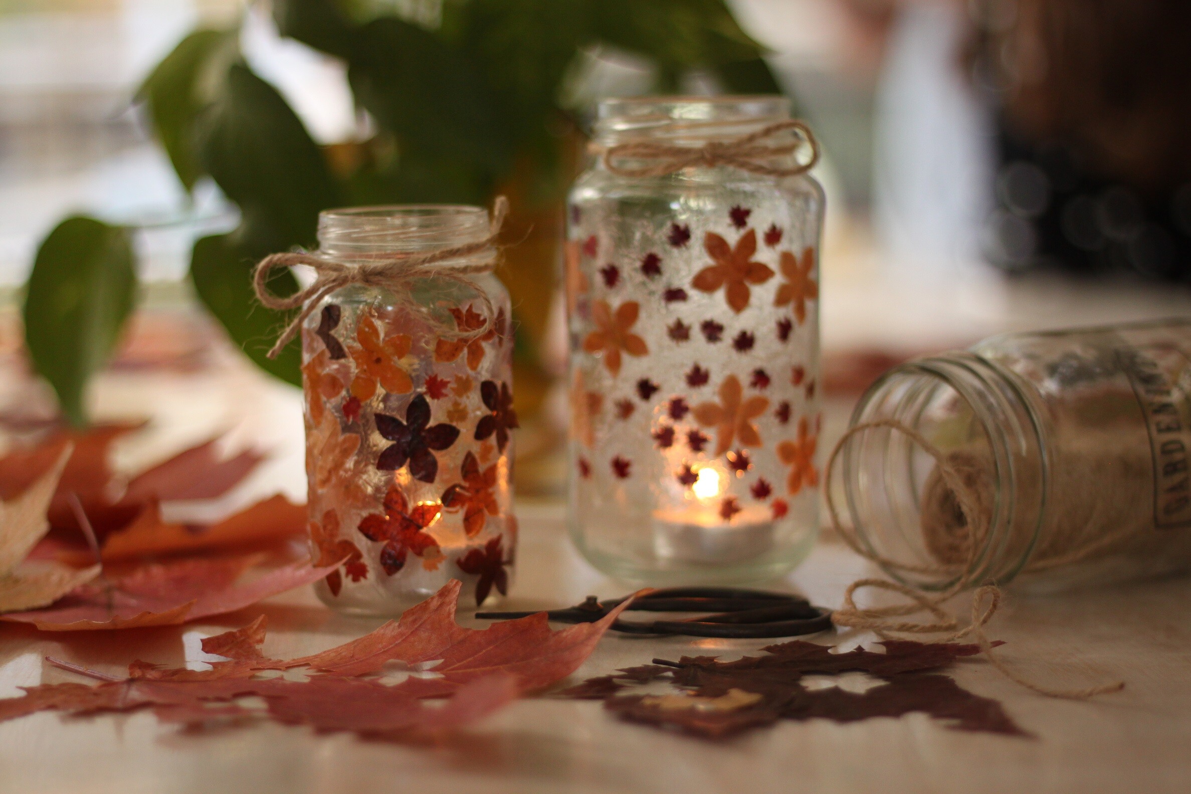 easy fall leaf lanterns | Reaching Happy